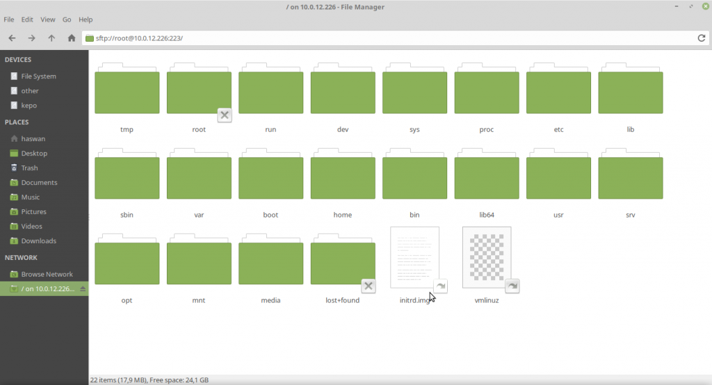 SFTP melalui file manager linux